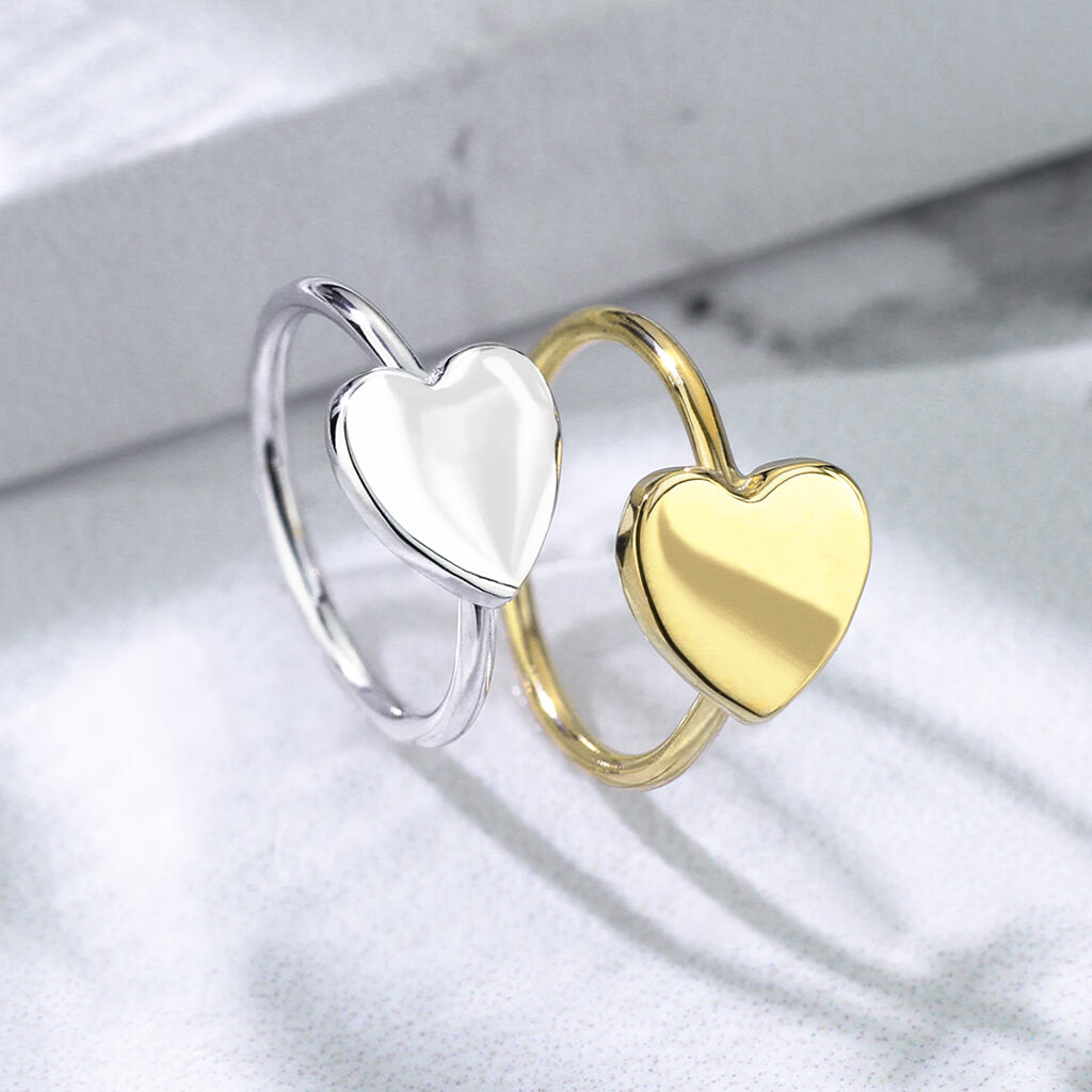 Oro 14 kt Anello Piercing Cuore Pieghevole