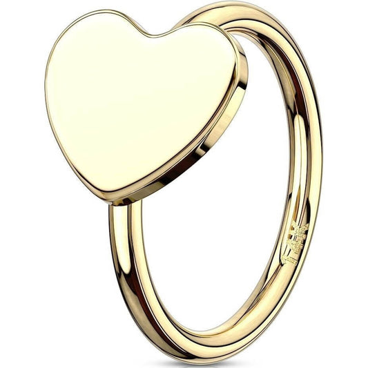 Oro 14 kt Anello Piercing Cuore Pieghevole