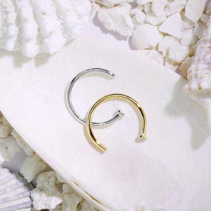 Solid Gold 14 Carat Nose Hoop Half Hoop Ring