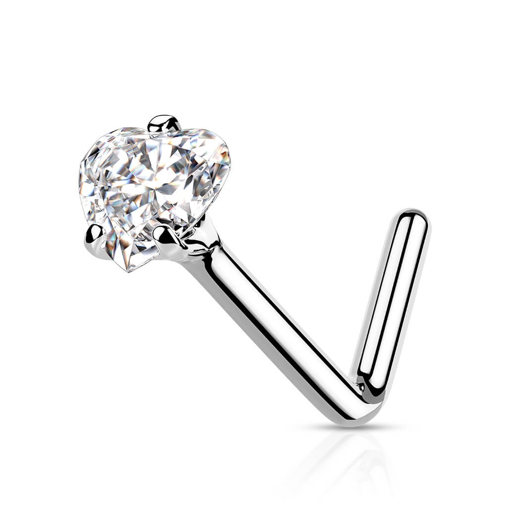 Or 14kt Nez En Forme de L Zircone Ronde