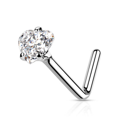 Or 14kt Nez En Forme de L Zircone Ronde