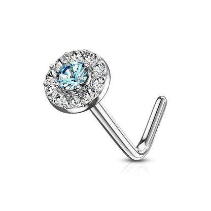 Or 14kt Nez En Forme de L Zircone Ronde