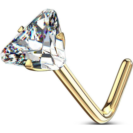 Oro 14 kt Nasale a L Zircone triangolare