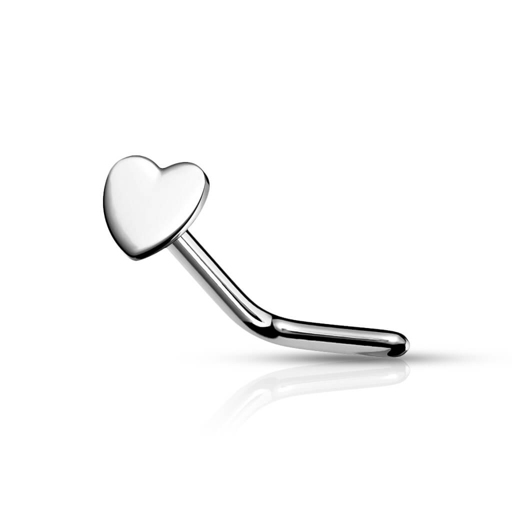 Solid Gold 14 Carat Nose L-Shape Heart