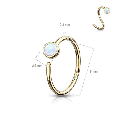 Oro 14 kt Anello Piercing Opale  Pieghevole