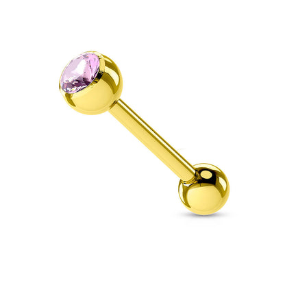 Barbell Kugel Zirkonia Gold