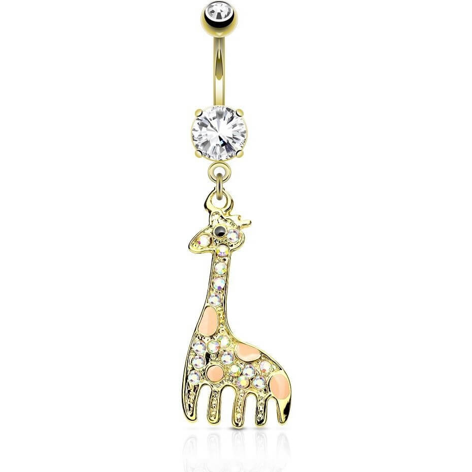 Bauchnabelpiercing Giraffe beweglich Zirkonia Gold