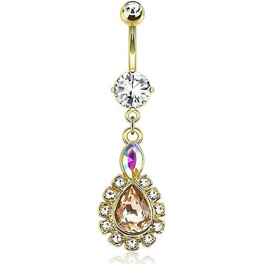 Belly Button Piercing Drop dangle Zirconia Gold