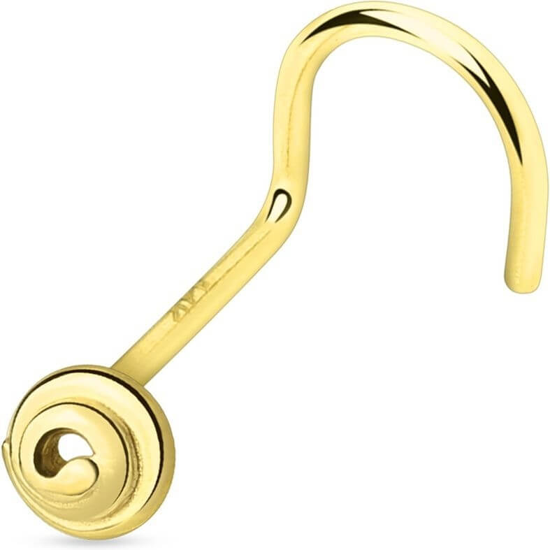 14 Karat Gold Nasenstecker Spirale Gelbgold Weißgold