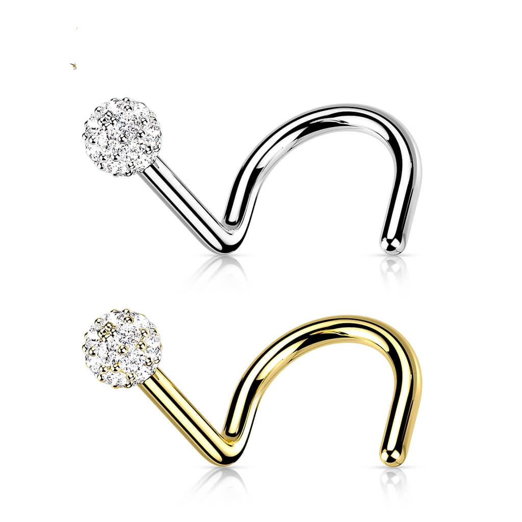 Solid Gold 14 Carat Nose Screw Zirconia