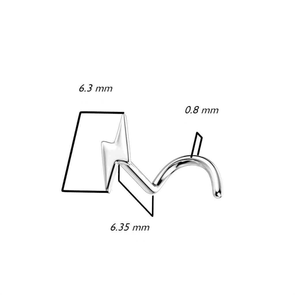 Złoto 585 kolczyk do nosa zakręcony piorun
