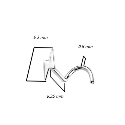 Złoto 585 kolczyk do nosa zakręcony piorun