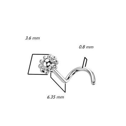 Solid Gold 14 Carat Nose Screw Flower