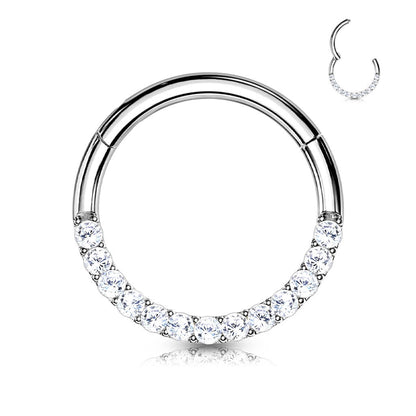 Oro 14 kt Anello Piercing Zircone Clicker