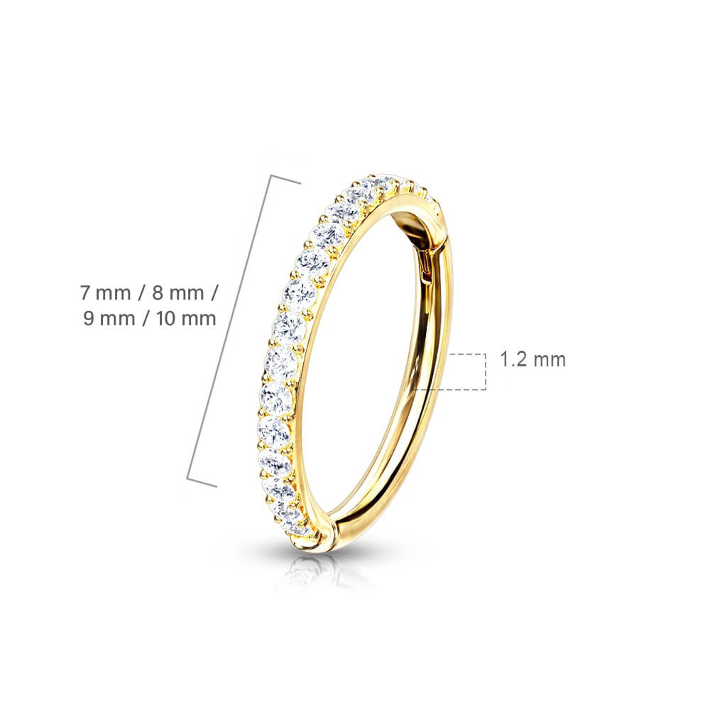 Solid Gold 14 Carat Ring Zirconia Clicker