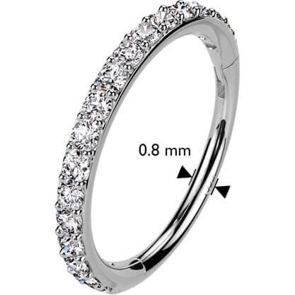 Oro 14 kt Anello Piercing Zirconi incastonatura pave Segment