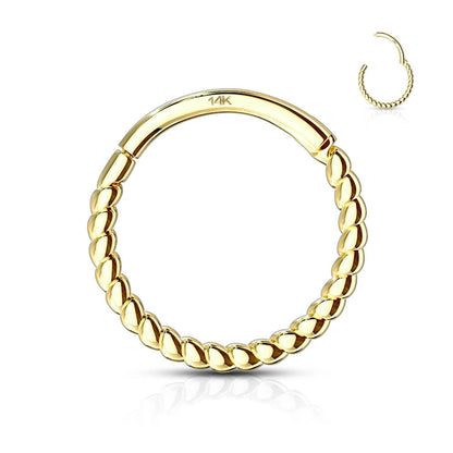 Oro 14 kt Anello Piercing Design corda Clicker