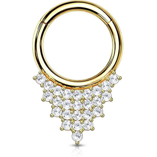 Oro 14kt Septum Piercing Circonita Triángulo Clicker