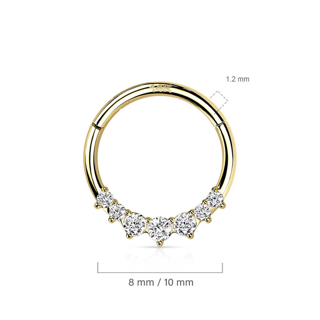 Oro 14 kt Anello Piercing Zirconi Clicker