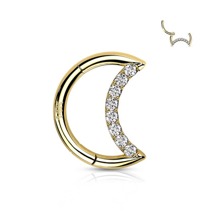 Oro 14 kt Anello Piercing  Zircone/Opale Clicker