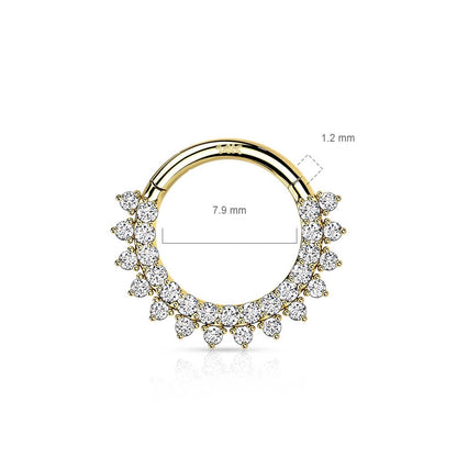 Oro 14 kt Anello Piercing Zirconi Clicker