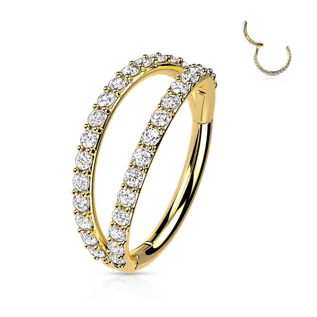 Oro 14kt Anillo Circonita Clicker