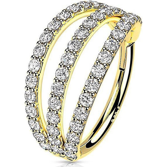 Oro 14kt Anillo Circonita Clicker