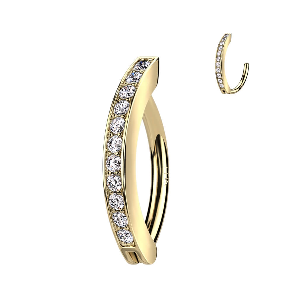 Oro 14kt Piercing ombligo Circonita Top Down Clicker