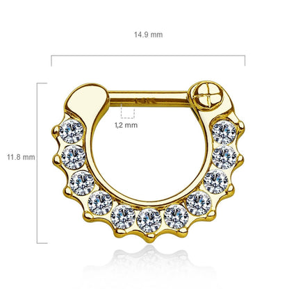 Oro 14kt Septum Piercing Circonita recta Clicker