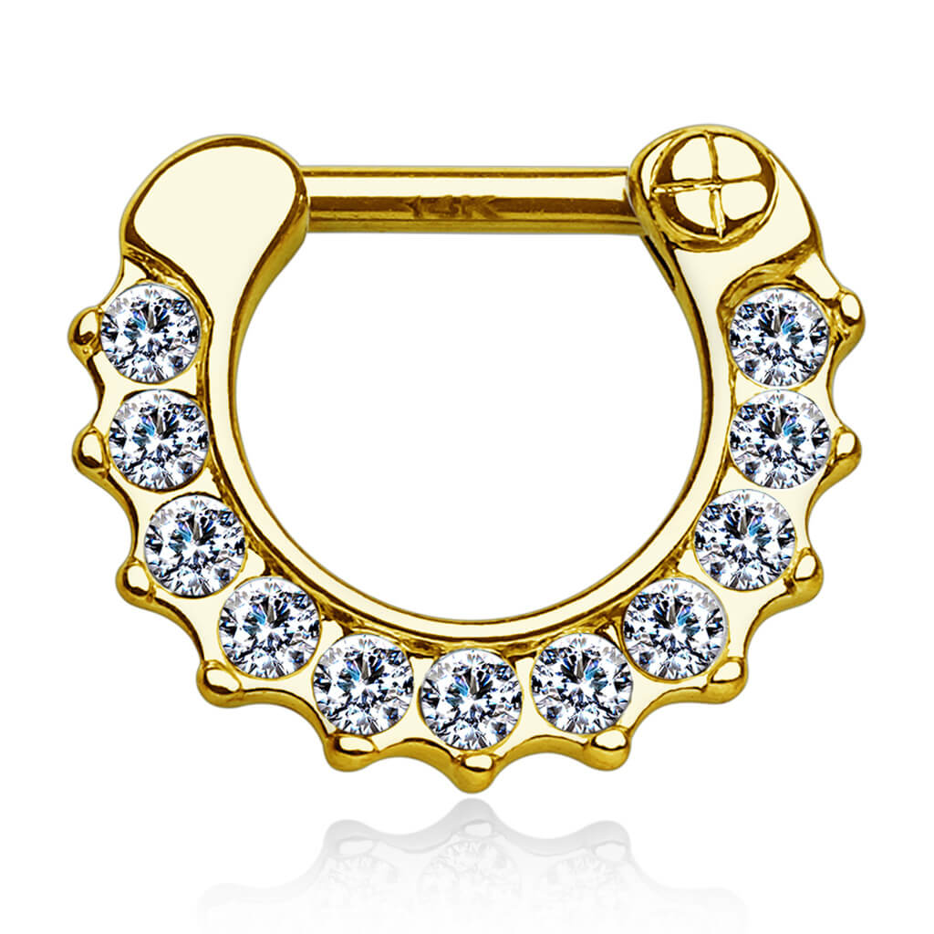 Oro 14kt Septum Piercing Circonita recta Clicker