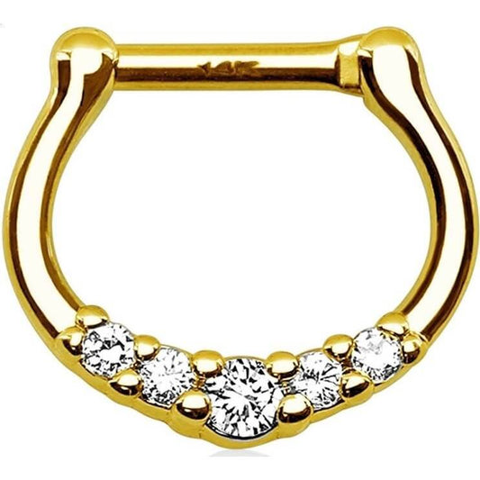 Oro 14kt Septum Piercing Circonita recta Clicker