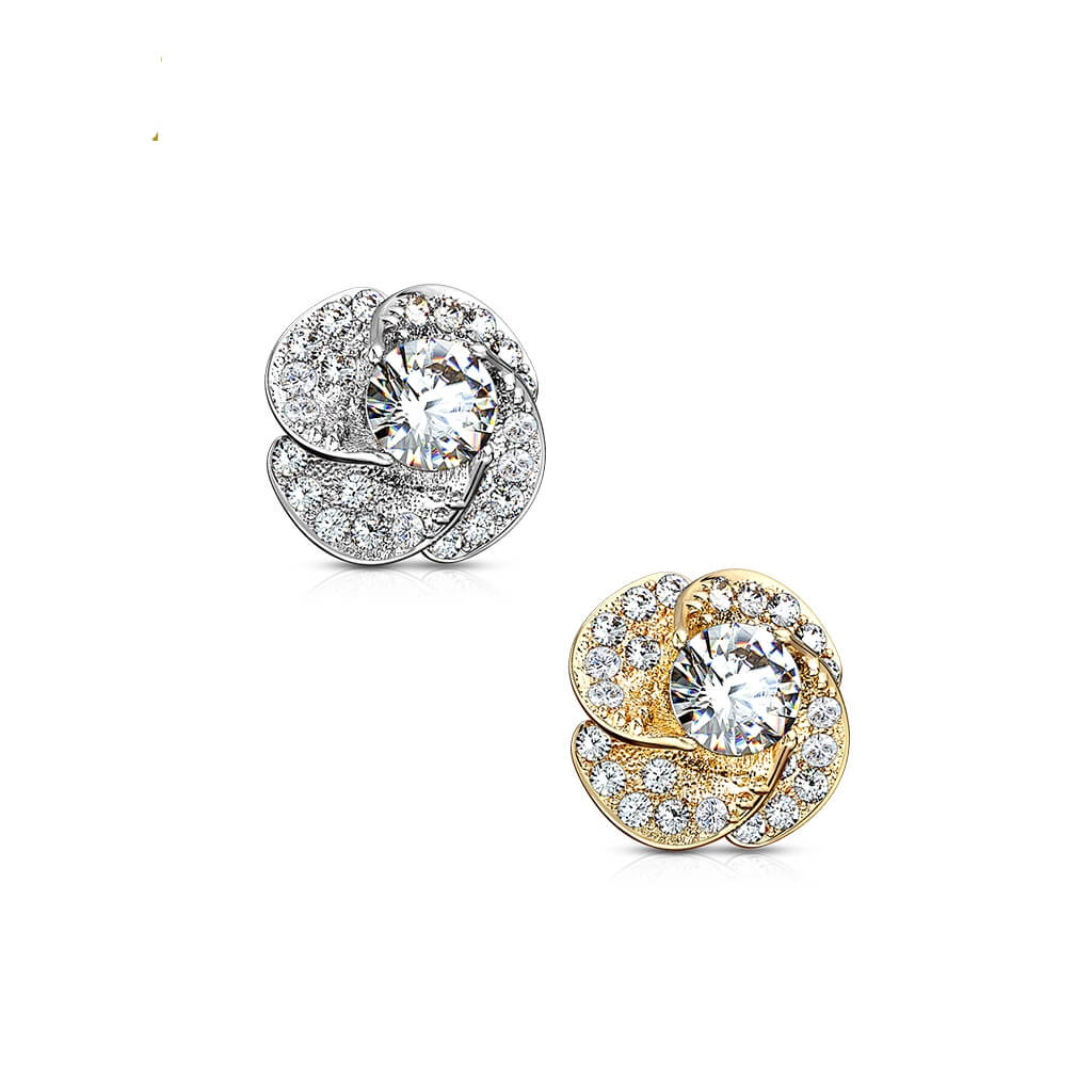 Solid Gold 14 Carat Rose Zirconia Internally Threaded