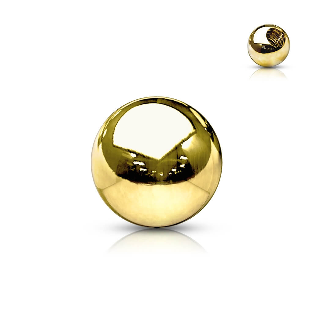 Solid Gold 14 Carat Top ball yellow gold white gold