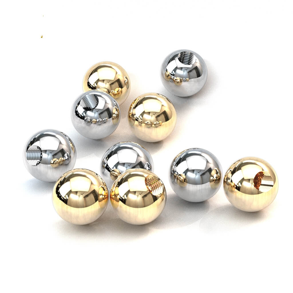 Solid Gold 14 Carat Top ball yellow gold white gold