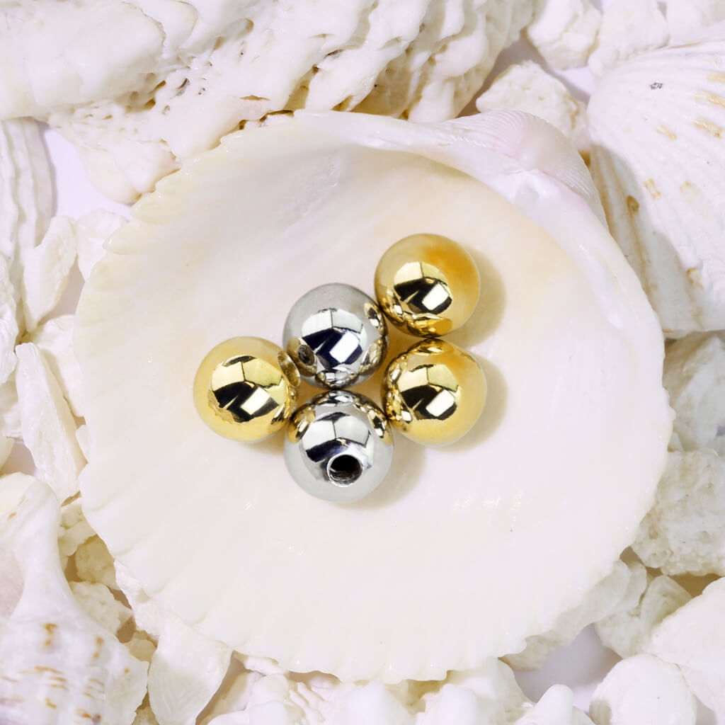 Solid Gold 14 Carat Top ball yellow gold white gold