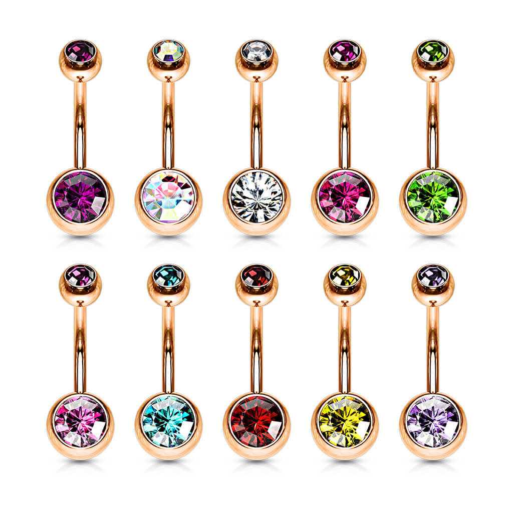 Piercing Nombril Bille Zircone Rose