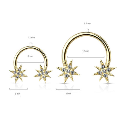 Horseshoe Stars Zirconia Gold