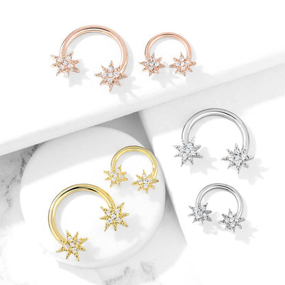 Horseshoe Stars Zirconia Gold