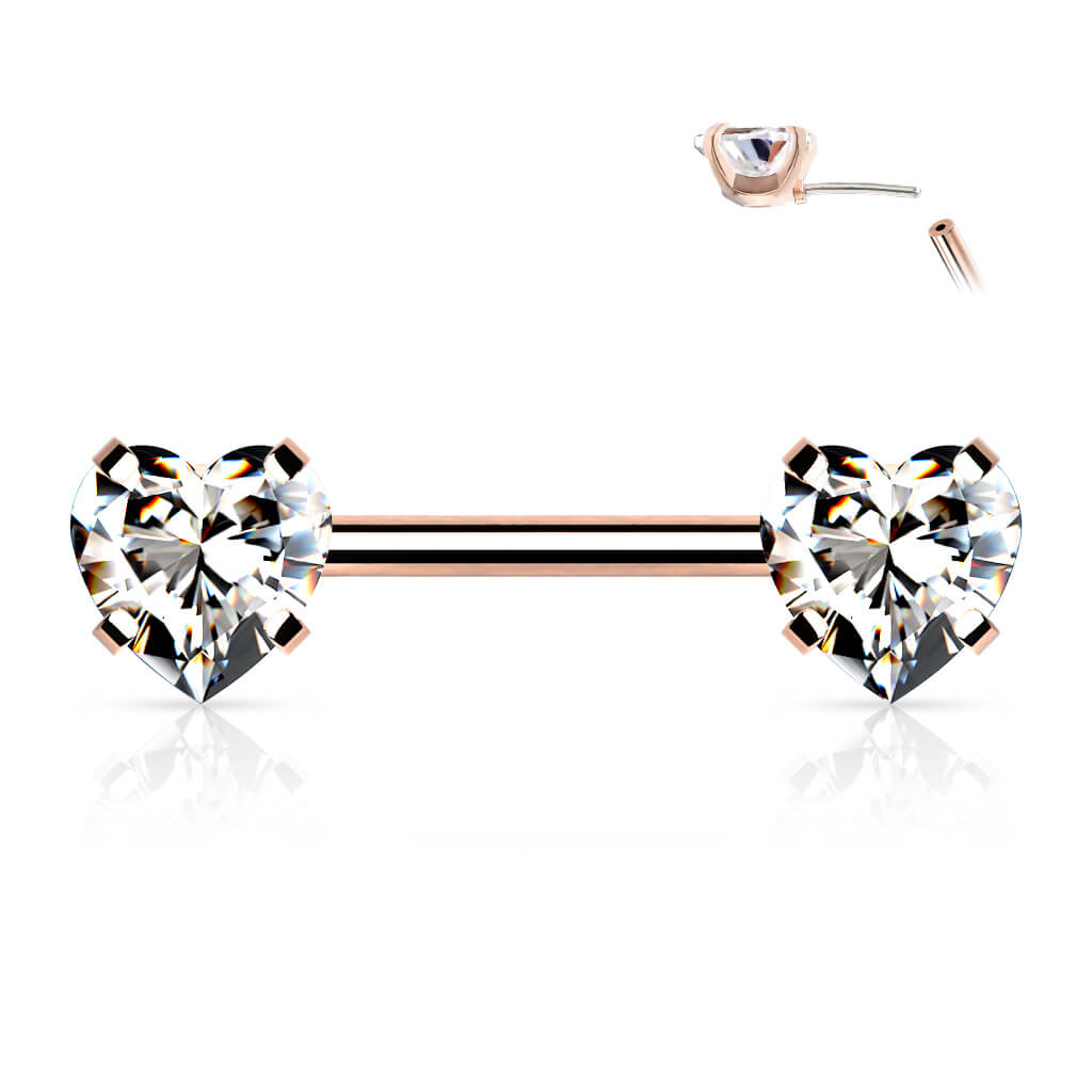 Piercing Capezzolo Zirconi a forma di cuore Push-In