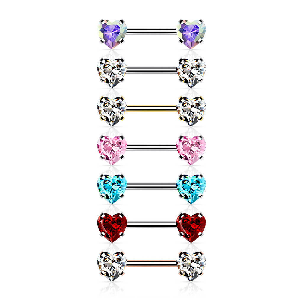 Piercing Capezzolo Zirconi a forma di cuore Push-In