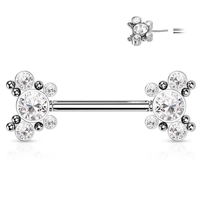 Piercing Capezzolo Farfalle in zirconi e argento Push-In