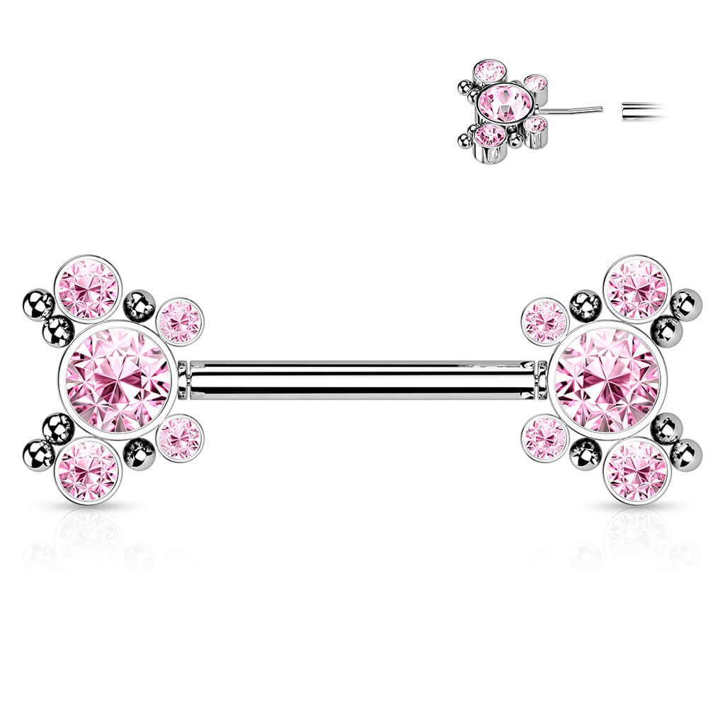 Piercing Capezzolo Farfalle in zirconi e argento Push-In