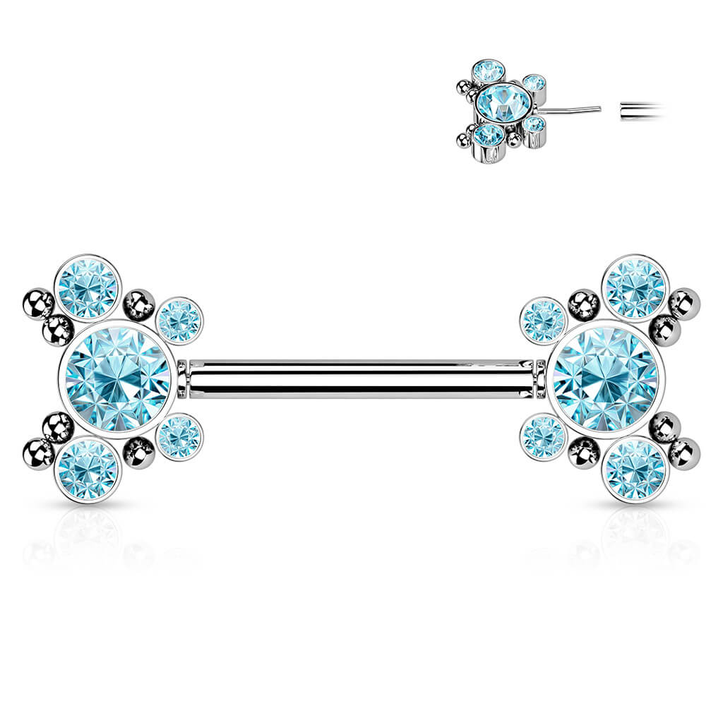 Piercing Capezzolo Farfalle in zirconi e argento Push-In