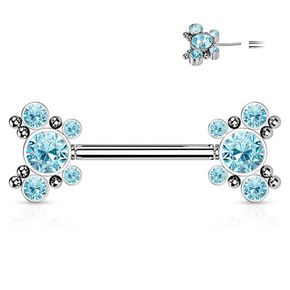 Piercing Capezzolo Farfalle in zirconi e argento Push-In