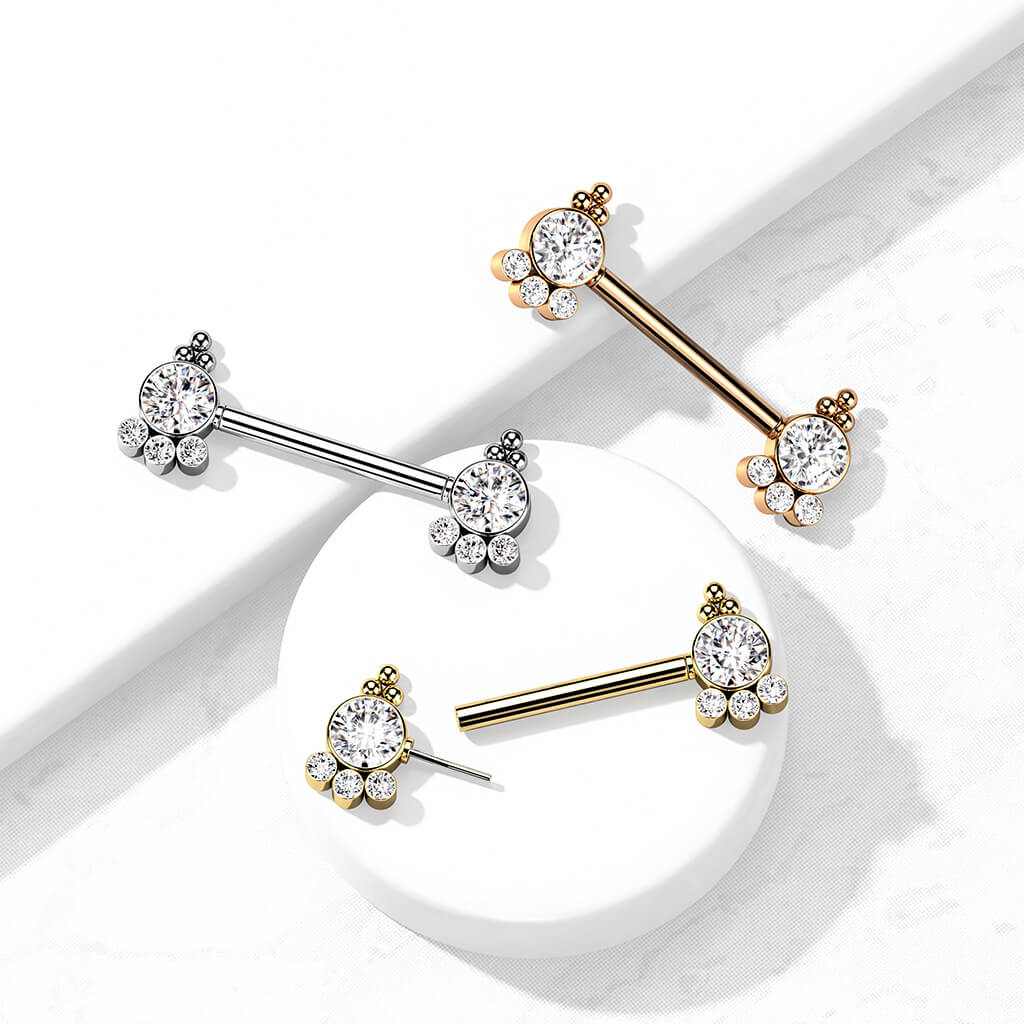 Nipple Piercing Zirconia Gold Push-In