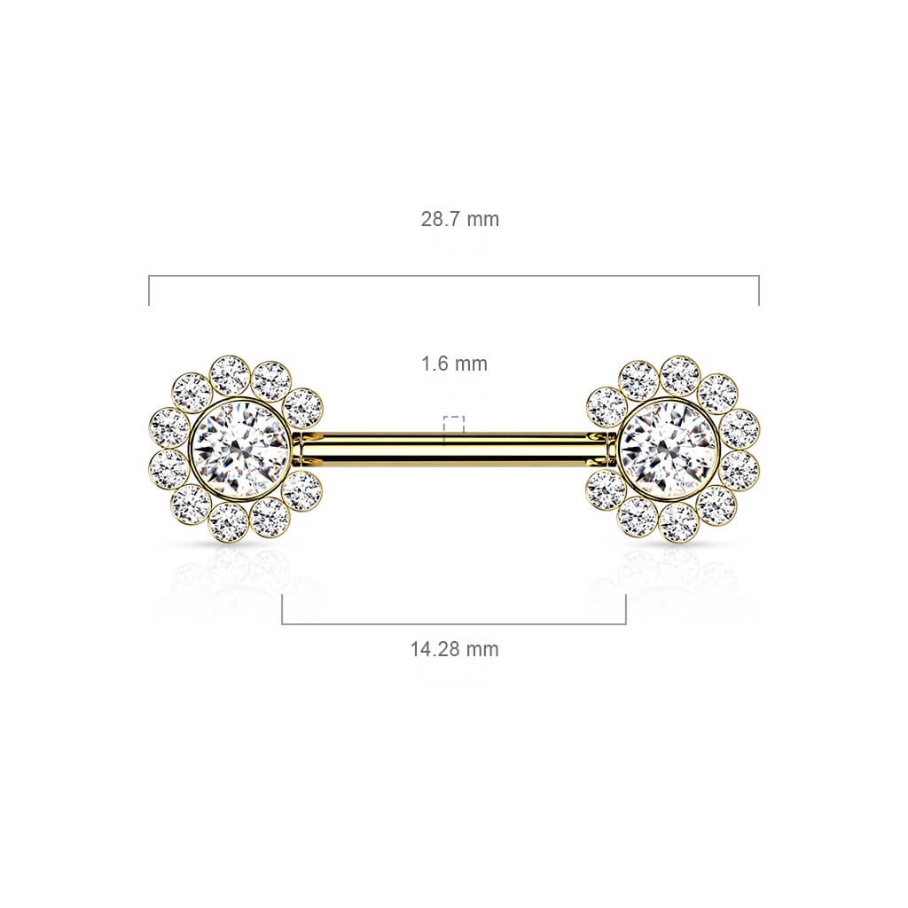 Nippelpiercing Blume Zirkonia Push-In