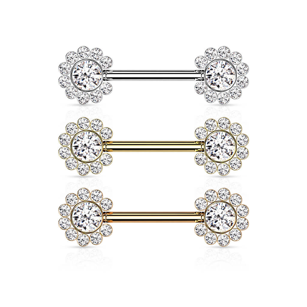 Nippelpiercing Blume Zirkonia Push-In