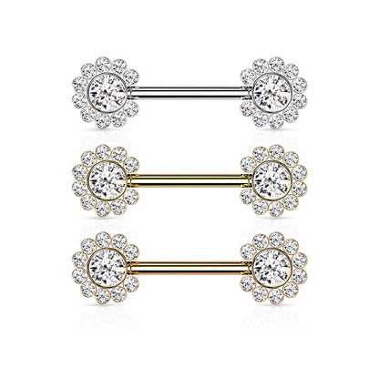 Nippelpiercing Blume Zirkonia Push-In