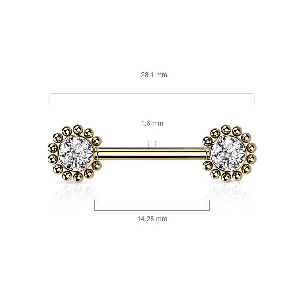 Piercing Capezzolo Fiori di zirconi Push-In