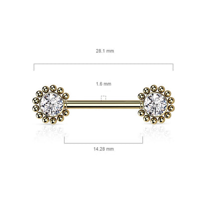 Piercing Capezzolo Fiori di zirconi Push-In